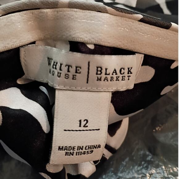 WHBM Strapless Silk Cocktail Dress Sz 12 Black White Floral Party Formal - Picture 5 of 9